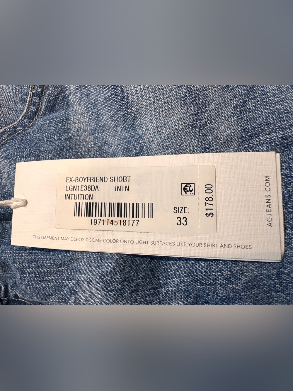 AG Adriano Goldschmied Ex Boyfriend Shorts Denim Mid_Rise Bermuda Women 33 NWT - Picture 4 of 6
